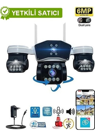 O-kam 8080 Çift Lens Wifi Ptz Kamera Su Geçirmez 6 Mp Gece Görüşlü Tüm Mekanlar İçin