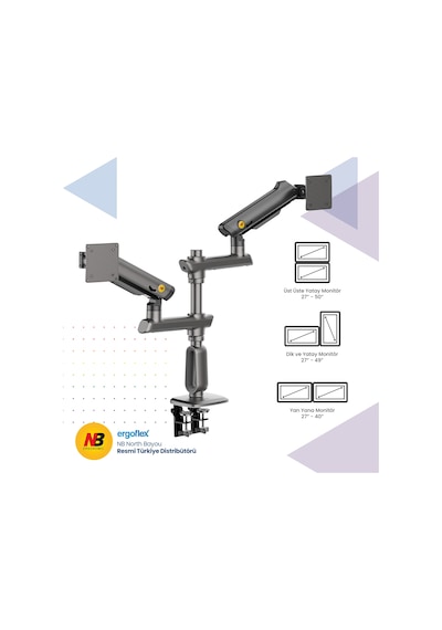 Nb Ergonomic Nb D9c 27-50 İnch Çift Kol 2-20 Kg Profosyonel Gaming Monitör Standı
