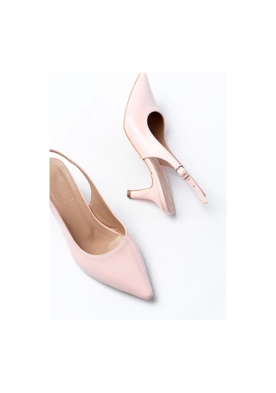 Terzi Bey St-1152 Pembe Rugan Günlük 7 Cm Topuklu Kadın Ayakkabı Pudra