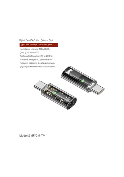 Ayrex Type C To 3.5mm Dac Kulaklık Dönüştürücü İphone 15 Ve Type C Telefon İle Uyumlu Çevirici Otgax