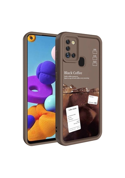 Galaxy A21s Kılıf Kamera Korumalı Baskılı Arka Yüzey Zore Klas Kapak Siyah