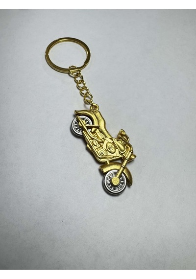 Herşey Nota Harley Motorsiklet Gold 3 Boyutlu Tekerlekleri Dönen Anahtarlık