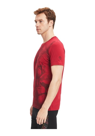 Galatasaray Lisanslı Aslan Baskılı T-shirt Kırmızı.