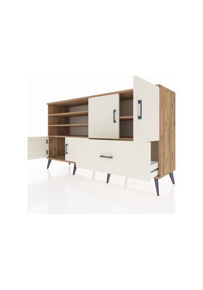Hyperion Konsol 5 Raflı Tek Çekmeceli 4 Kapaklı 176x44x99 Çam-ayt Çam-aytaşı