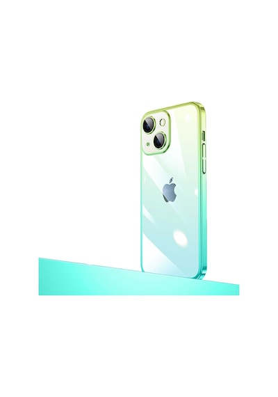 Zeyline Apple Uyumlu iPhone 14 Plus Parlak Renk Geçişli Kamera Korumalı Zore Senkron Kapak-yeşil-mavi