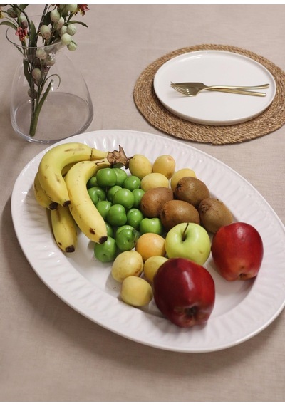 The Mia Grande Servis Tabağı Beyaz 41x31 Cm