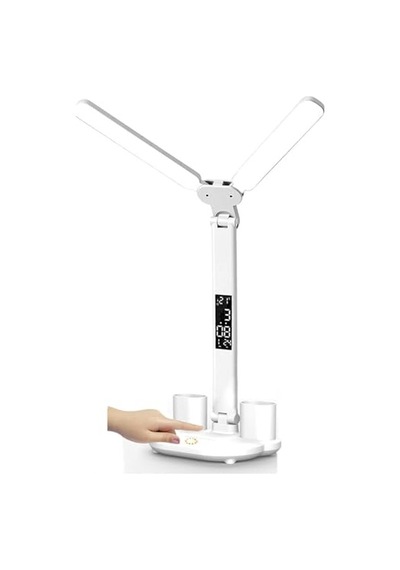 Katlanabilir Led Masa Lambası Dijital Ekranlı Saat Tarih Sıcaklık Göstergeli Usb 5v 1a 7w Dokunmatik Kontrollü Aya Genel