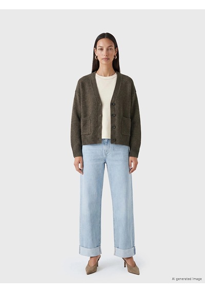 LC Waikiki Lcw Everyday Kahverengi V Yaka Kadın Triko Hırka Brown