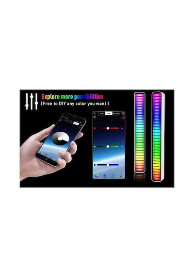 Rgb Ses Kontrol Ritim Işığı 32 Bit Göstergeli Sesle Araba/pc/tv/oda/masaüstü Için Renkli Led Işık