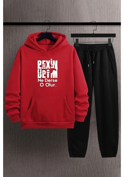 Uyguntarz Unisex Beyim Ne Derse O Olur Eşofman Takımı Kırmızı