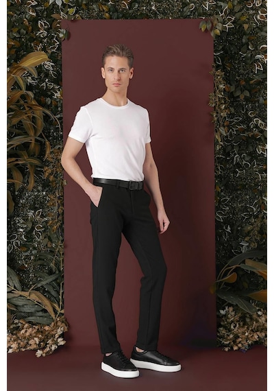 Efor Slim Fit Yan Cepli Dokulu Esnek Casual Koyu Yeşil Pantolon P 1139 Yeşil