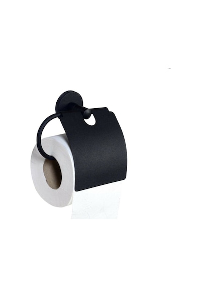 Yapışkanlı Tuvalet Kağıtlığı Wc Kağıtlık Tuvalet Kağıdı Askısı Geniş Kapak Siyah S-109
