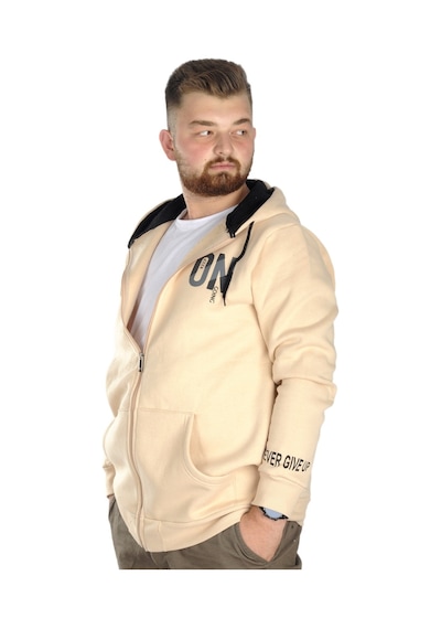 Mode Xl Erkek Sweat Kapşon Fermuarlı Keep On 22533 Bej 001
