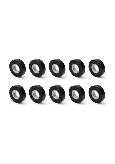 Xkoren Alev Geciktirici Pvc Izole Bant 10mt Sıyah -10 Adet