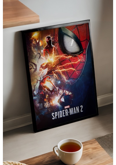 Spider-man 2 Siyah Ahşap Çerçeveli Poster, Dekoratif Oyun Duvar Tablosu
