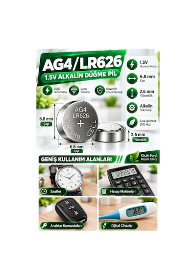 Ag4 Lr626 Saat Pil 1.5v 1 Adet Rio Ag4 Lr626 Para Pil Lityum Düğme Pil Araba Kumandası Baskül Tartı Pili Saat Cihaz Pili