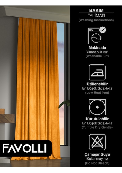 Kadife Dokulu Turuncu Ada Fon Perde Ekstrafor Büzgülü Dream Series Turuncu
