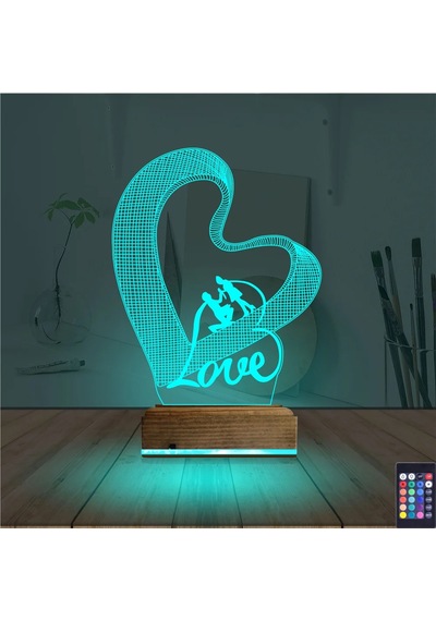 Luvivia Kalp Love Sevgiliye Hediye 3d Lamba - Masa Gece Lambası Şeffaf