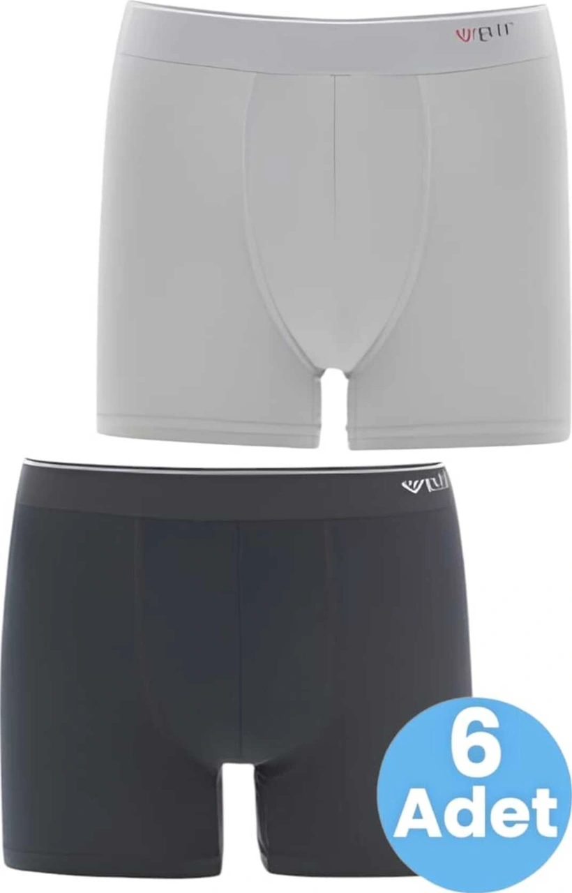 Tezzgelsin Erkek 6'lı Likralı Pamuklu Boxer Gri - Füme