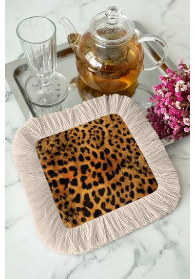 Leopar Lüks Saçaklı Kahve Yanı Sunum Kokteyl Peçetesi-vahşi Bohem Naturel Bej Bardak Altlığı Mendil Açık Ayışığı Bal Leopar Lüks Saçaklı Kahve Yanı Sunum Kokteyl Peçetesi-vahşi Bohem Naturel Bej Bardak Altlığı Mendil Açık Ayışığı Bal