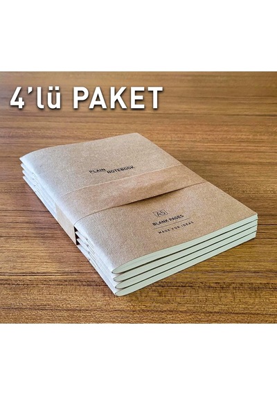 A5 Kraft Kapak Tel Dikişli Defter 4'lü Paket