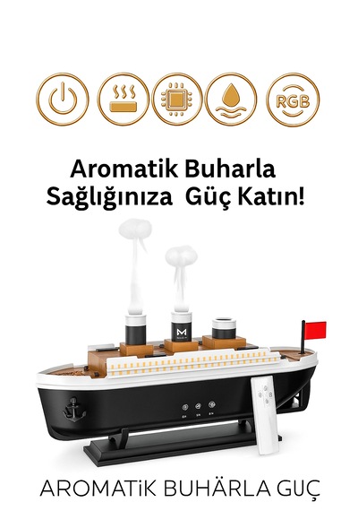 Gemi Tasarımlı Işıklı Aroma Terapi Hava Nemlendirici