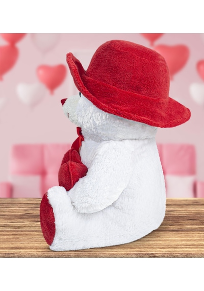 Özgüner 70 Cm Şapkalı Ve Kalpli Peluş Ayıcık