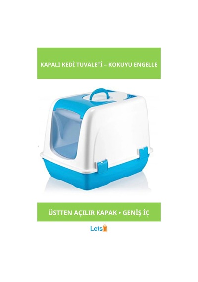 Üstten Açılır Kapalı Kedi Tuvaleti Mavi Yavru Ve Yetişkin Kediler İçin