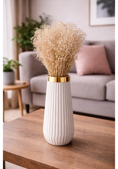 Kuru Çiçek Doğal Broom Bloom Beyaz Cipso 50gram 1. Kalite Şoklanmış Bozulmaz Uzun Ömürlü Gelin Eli Nikah Dekor Çiçeği Beyaz-krem