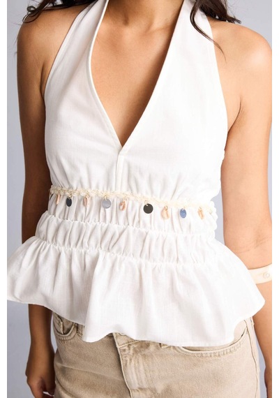 Defacto %100 Pamuk Fıtted Halter Yaka Vual Kolsuz Beyaz Bluz H9102ax26hswt32 Beyaz-wt32