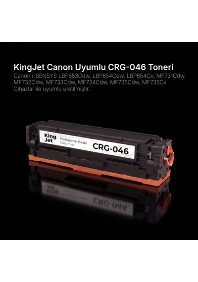 Kingjet Canon Uyumlu Crg-046 Siyah Standart Kapasiteli Tekli Çipli Uyumlu  Toner Mf731cdw