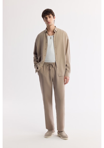 Avva Erkek Bej Beli Lastikli Bağcıklı Soft Touch Relaxed Fit Pantolon A51y3031