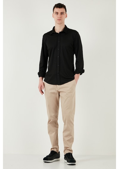 Buratti Pamuklu Regular Fit Düz Yaka Erkek Gömlek Cf25S119628 Siyah
