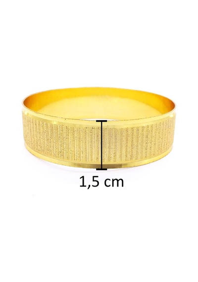 Ferizz Altın Kaplama Bombesiz Düz Lazerli 1.5 Cm Bilezik Blz-3078 001