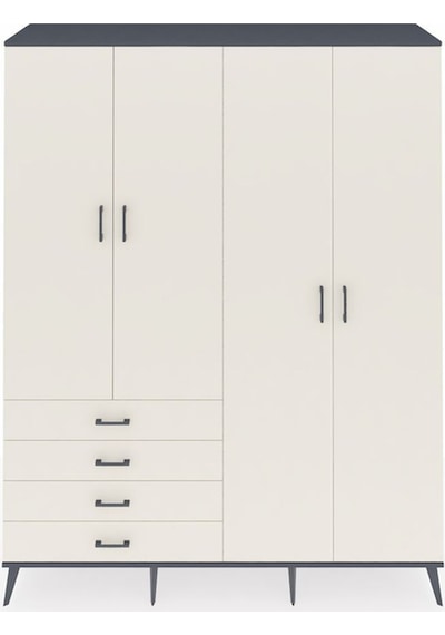 Hyperion Gardrop 6 Raflı 4 Çekmeceli Tek Askılı 176x44x221 Antrasit-aytaşı Aytaşı Hyperion Gardrop 6 Raflı 4 Çekmeceli Tek Askılı 176x44x221 Antrasit-aytaşı Aytaşı