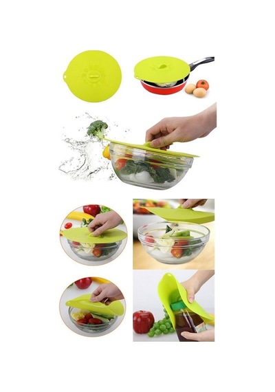 15 Cm Isı Koruyucu Toz Hava Önleyici Silikon Tencere Tava Kapağı Sarı - 837150855 Diğer