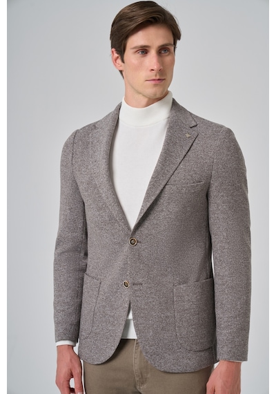 Morven Erkek Kahve Örme Trend Desenli Slim Fit Mono Yaka Ceket 26ms002006400 Kahve