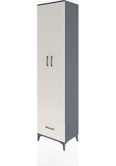 Hyperion Dolap 6 Raflı Tek Çekmeceli 2 Kapaklı 60x44x243 Antrasit-aytaşı Antrasit