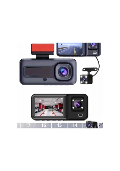 1080p Üç Kameralı Araç Dvr Sürüş Kaydedici 2 İnç Ips Ekran 170 Geniş Açı Ön İç Arka Kamera Sistem