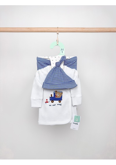 Sezgibaby 3lü Erkek Bebek Zıbın Seti Mavi