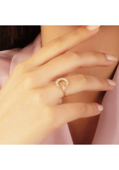 Ayyıldız Altın Yüzük 14K Gold Taşlı 364012513