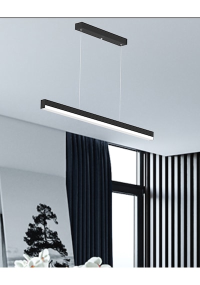 Magro 120cm Siyah Kasa, Beyaz Işık Modern Sarkıt Led Avize Siyah