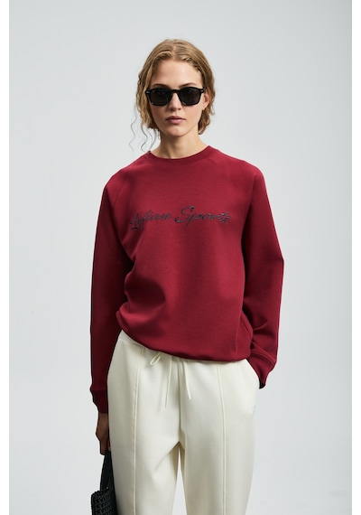 Lufian Ander Kadın Örme Sweatshırt Bordo Bordo 122030018100740 Bordo