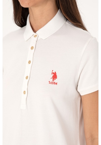 U.S. Polo Assn. Kadın Ekru Polo Yaka Mini Boy Örme Elbise 50280038-VR019