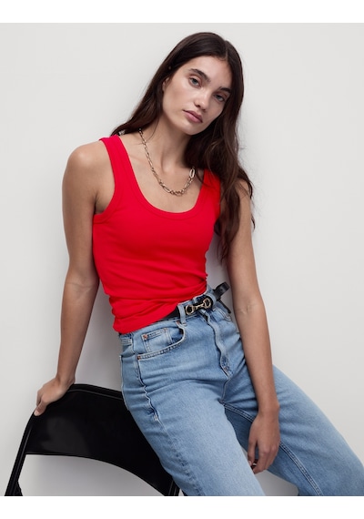 Marks & Spencer Pamuk Karışımlı Ribana Slim Fit Atlet Kırmızı