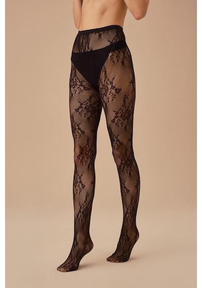 Suwen Fishnet Lace Külotlu Çorap Sc3048012 Siyah