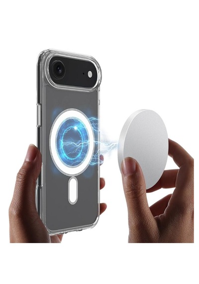 Apple Uyumlu iPhone 17 Air Magsafe Kılıf Manyetik Halka Şeffaf Silikon