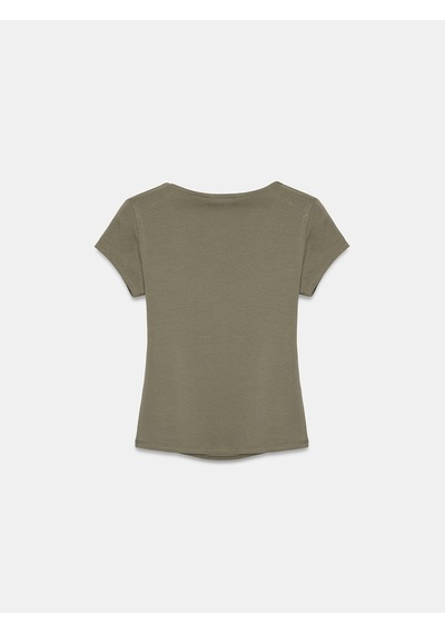 Dilvin 32840 V Yaka Basic T-shirt-haki