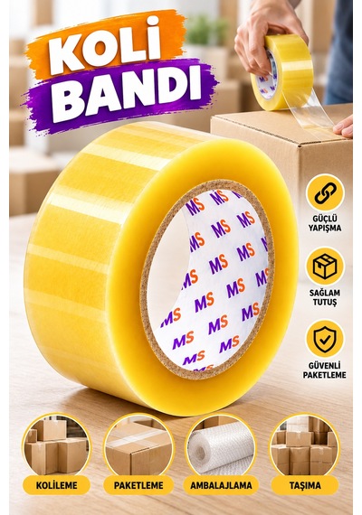 Koli Bandı Şeffaf 45 Mm X 100 Metre Güçlü Yapışkanlı Paketleme Bantı Bantları Kopmayan 1 Adet