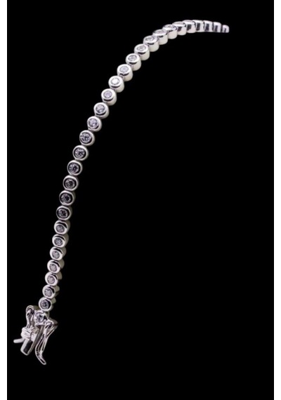 Modagümüşevi 925 Ayar Gümüş Su Yolu Kadın Bileklik Yuvarlak Kesim 3.5 Mm
